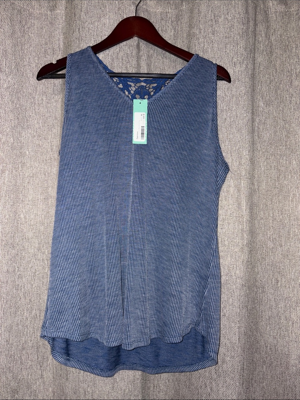 Papermoon Jeroy crochet back knit top Blue Sleeveless Tank STITCHFIX